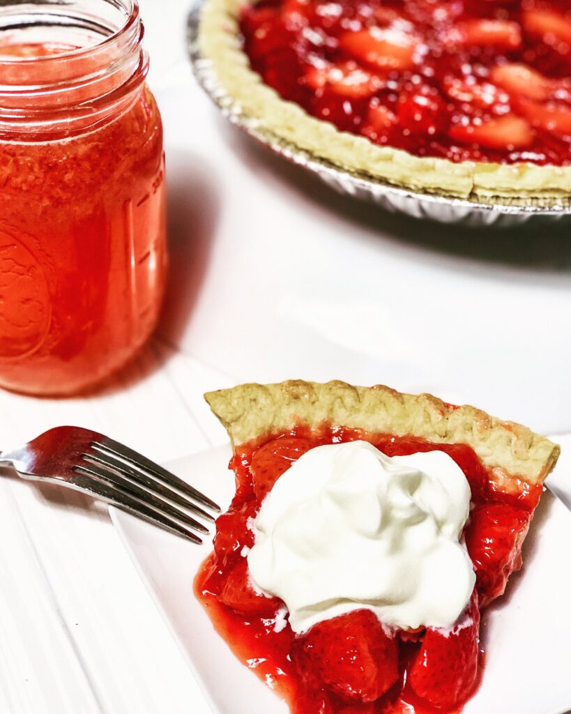 A slice of strawberry pie