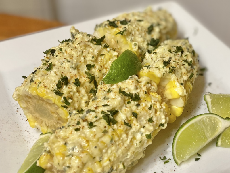 Mexican street corn on a plate