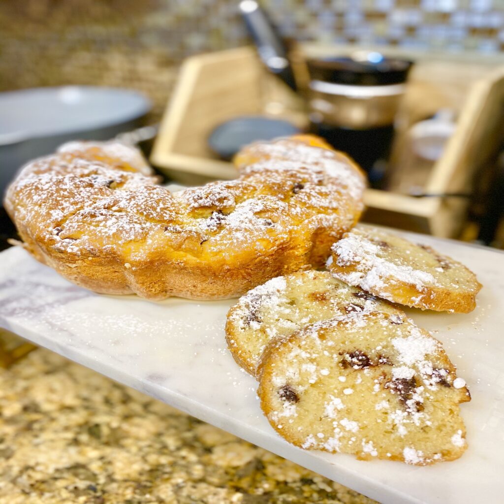 Slices of Italian Breakfast Cake with Powdered Sugar are one of the most popular dessert recipes