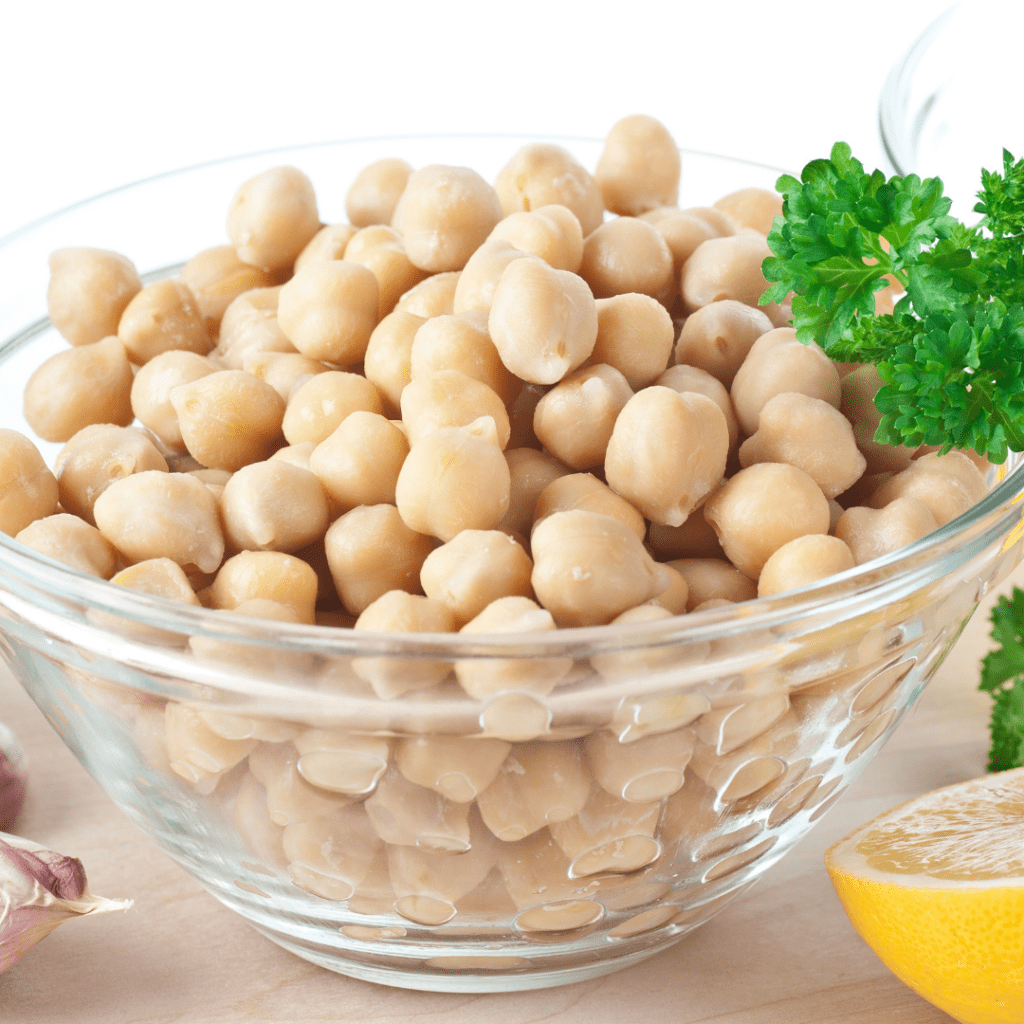 Chickpeas in a glass bowl