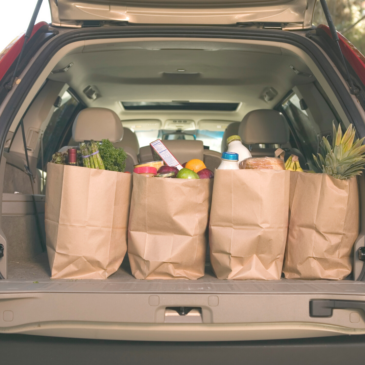 Car trunk filled with groceries