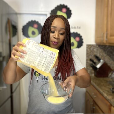 woman pouring corn grits into bowl