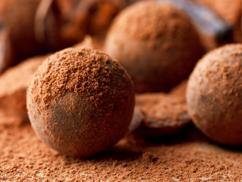 Truffles dusted with cocoa powder