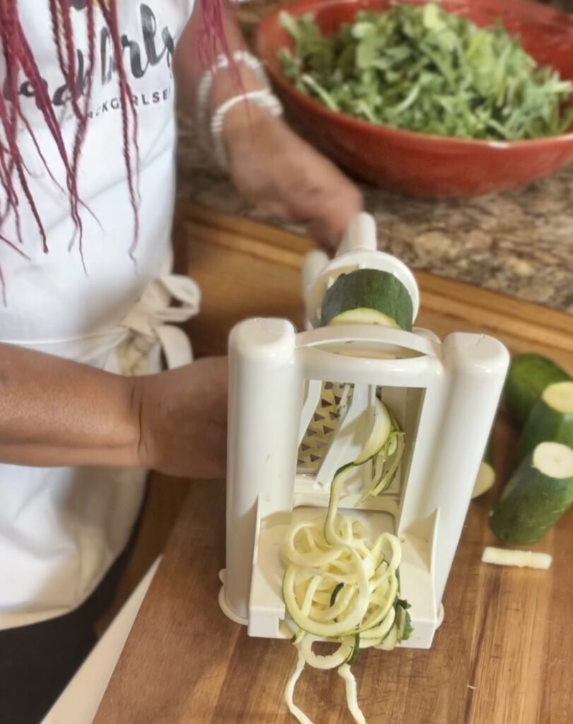 Spiralized zucchini for the salad