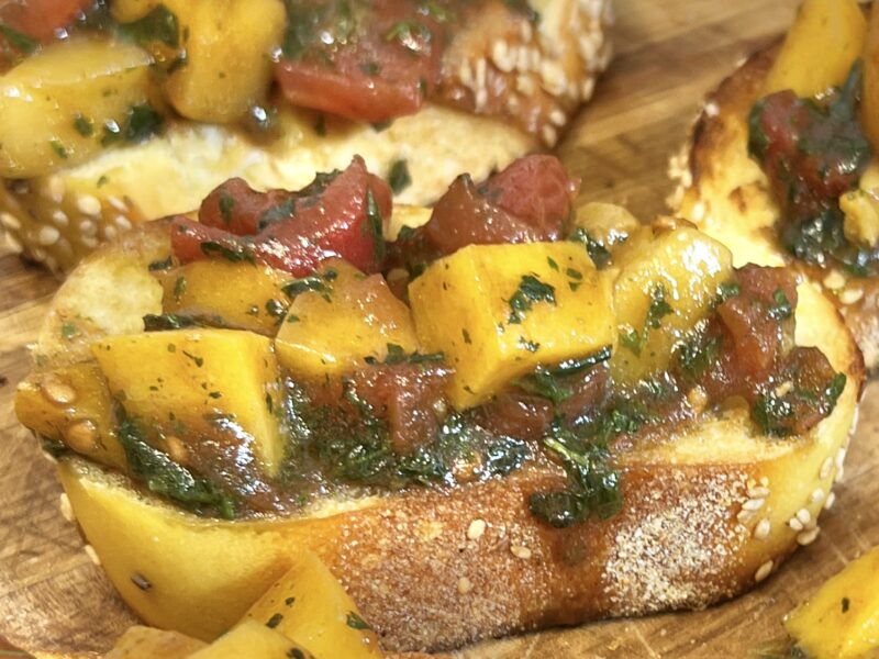 Peach Tomato Bruschetta