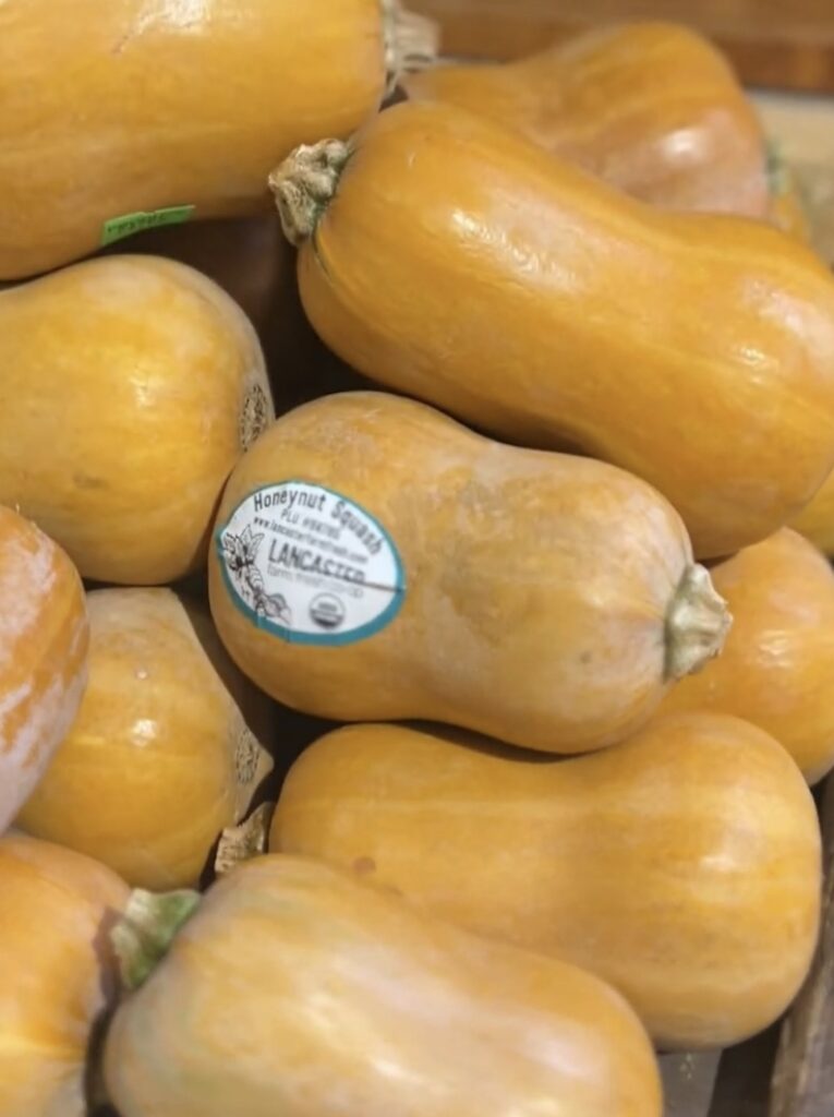 Honeynut squash on display at the market