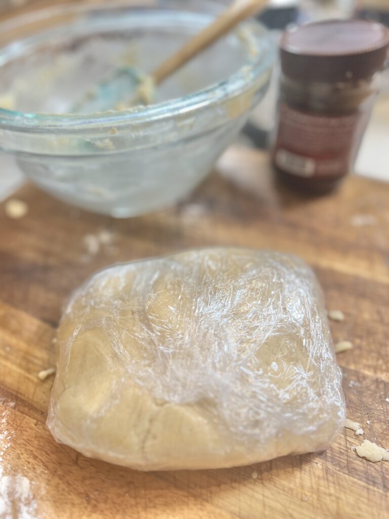 Cookie dough wrapped in plastic