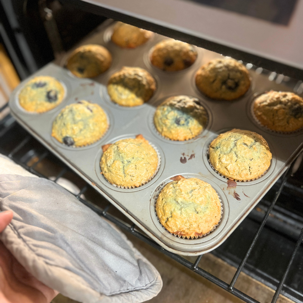 Blueberry Oatmeal Muffins Before and After