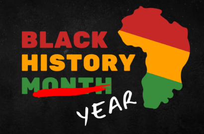 Image of Africa with the words Black History Month and the Month scratched out and replaced with year