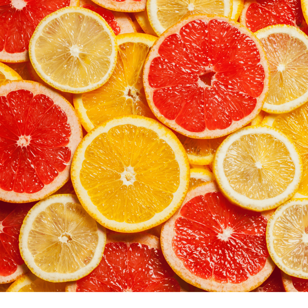 Sliced Lemons, Oranges and Grapefruits are the premier source of Vitamin C