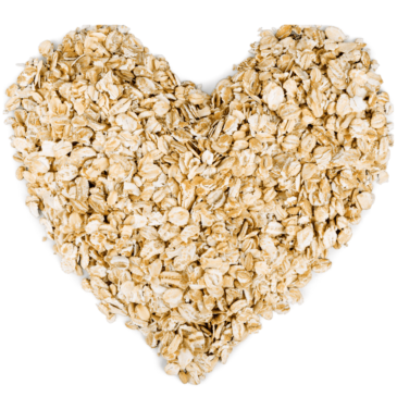 Rolled oats in the shape of a heart