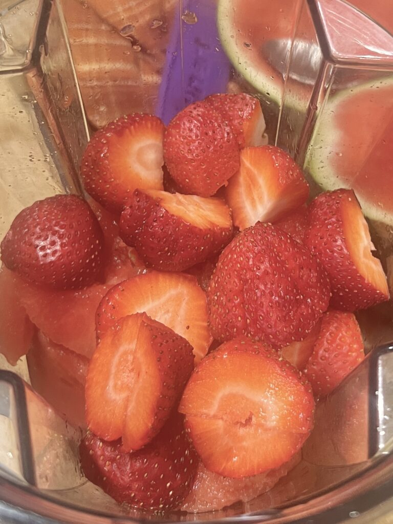 watermelon and strawberry in a blender