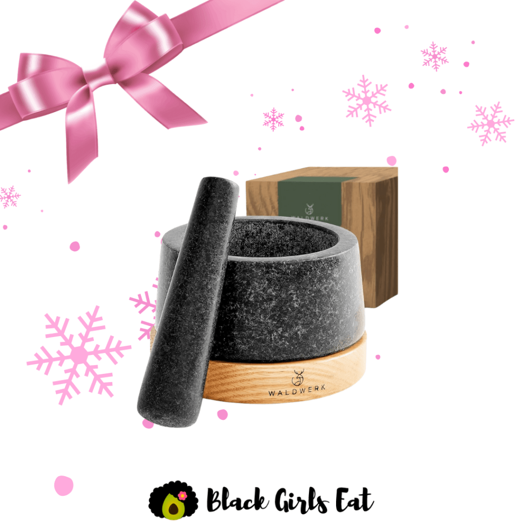 A mortar and pestle is one of the gift ideas in this blog post