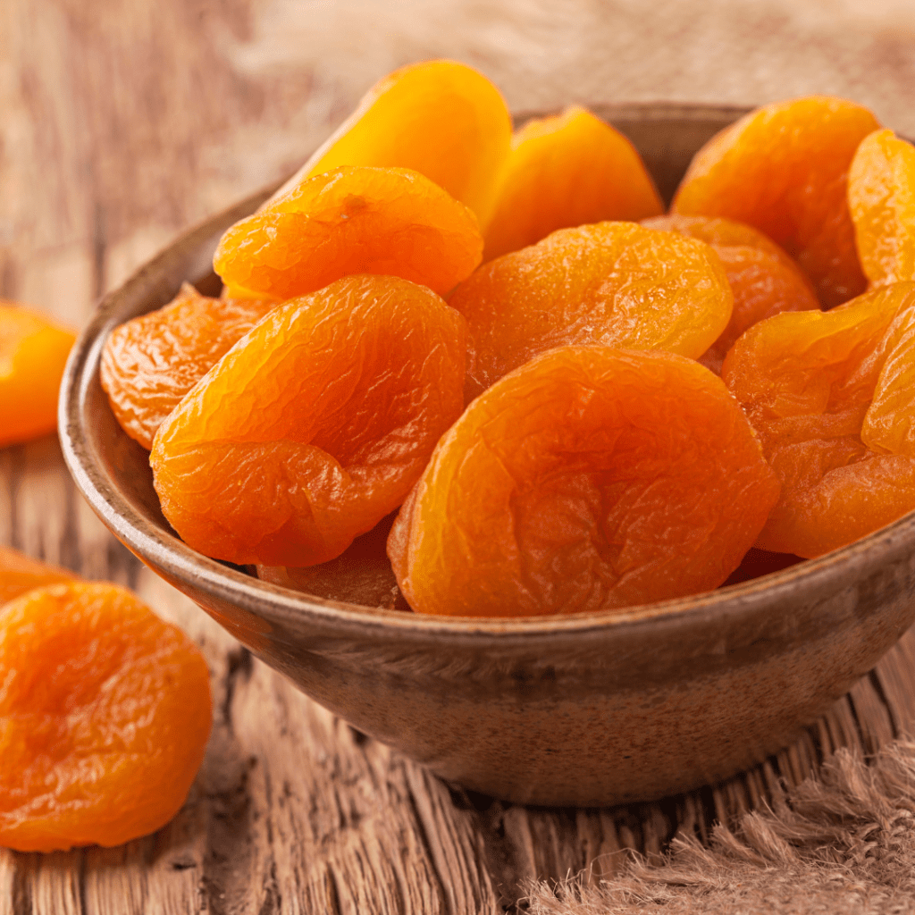 Bowl of dried apricot fruit